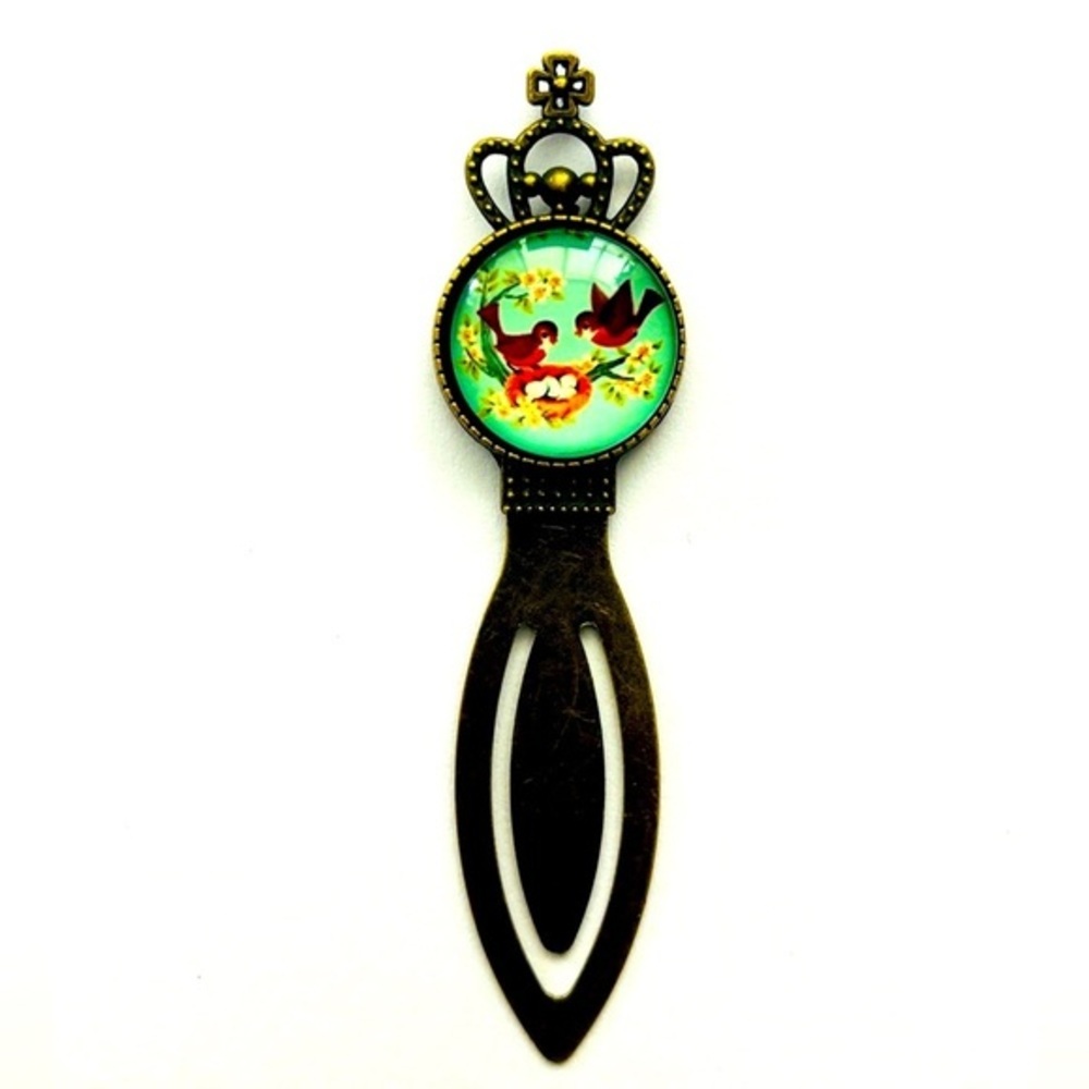 Retro Bird Print Metal Bookmark, NWT, Handmade